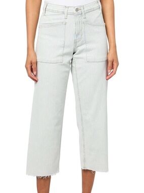 Lucky Legend Stripe Patch Pocket Wide Leg Crop